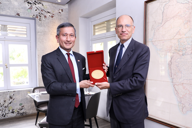 Minister for Foreign Affairs Dr Vivian Balakrishnan and former Italy PM Enrico Letta