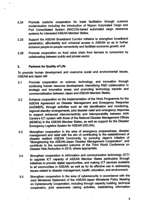 Implementation Plan of the Vision Statement on ASEAN-Japan Friendship and Cooperation - Shared Vision, Shared Identify, Shared Future-6