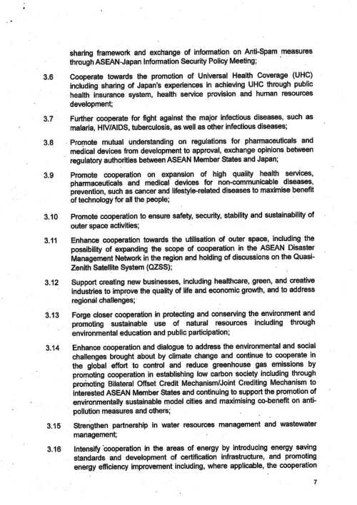 Implementation Plan of the Vision Statement on ASEAN-Japan Friendship and Cooperation - Shared Vision, Shared Identify, Shared Future-7