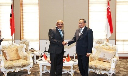 Minister Shanmugam with Timor-Leste Foreign Minister for Foreign Affairs and Cooperation Dr José Luis Guterres [Photo Credit: MFA]