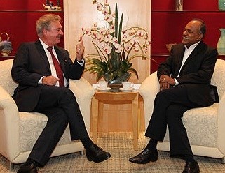 Call on Minister for Foreign Affairs K Shanmugam by Minister of Foreign and European Affairs of Luxembourg Jean Asselborn on 4 March 2015. 