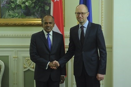 Minister Shanmugam's call on Ukraine Prime Minister Arseniy Yatsenyuk, 7...