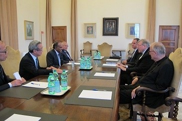 Minister for Foreign Affairs K Shanmugam’s meeting with Prefect of the Secretariat of the Economy Cardinal George Pell, 11 May 2015 [Photo: MFA]