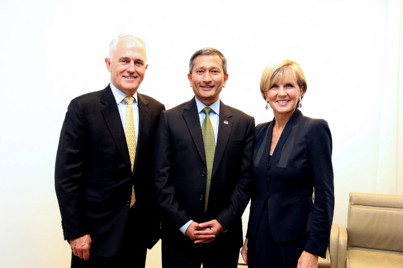 MFA20160303 PM Turnbull, Min Balakrishnan and FM Julie Bishop