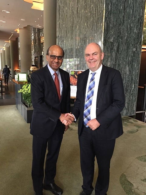 Photo of meeting between DPM Tharman Shanmugaratnam and New Zealand's Minister Steven Joyce, 7 June 2016